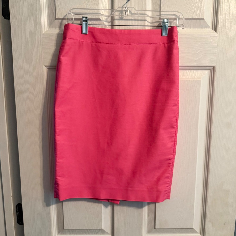 J Crew Hot Pink Pencil Skirt Career Office Wear Business‎ Casual Work Size 0